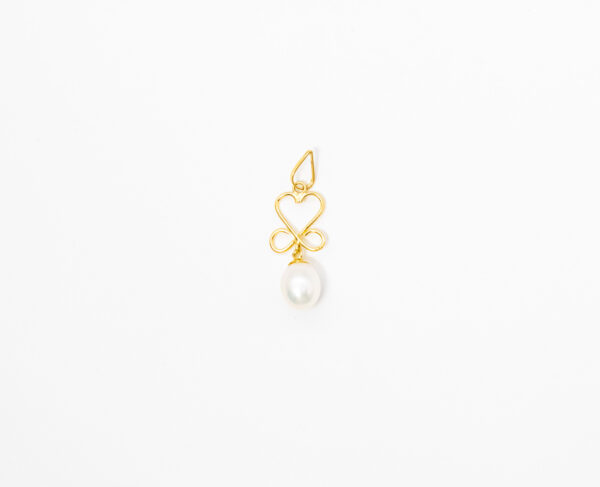 Pingente Ouro 18K Coração C/ Pérola Natural Água Doce