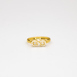 Anel Ouro 18K Símbolo do Infinito Cálice C/ Zircônias Cravejadas