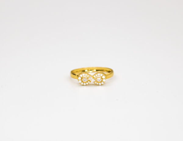 Anel Ouro 18K Símbolo do Infinito Cálice C/ Zircônias Cravejadas