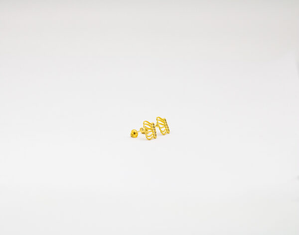 Brinco Ouro 18K Coroa Texturizada C/ Detalhe em Zircônias - Imagem 2