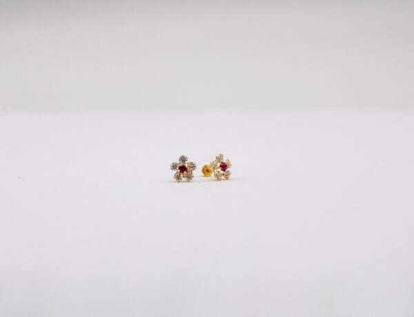 Brinco Ouro 18K Flor C/ Zircônias - Imagem 4