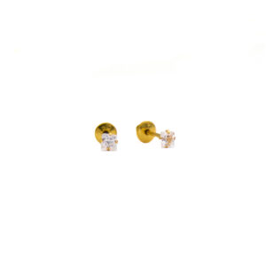 Brincos Ouro 18K Bebê/Segundo Furo Quadrado 2mm