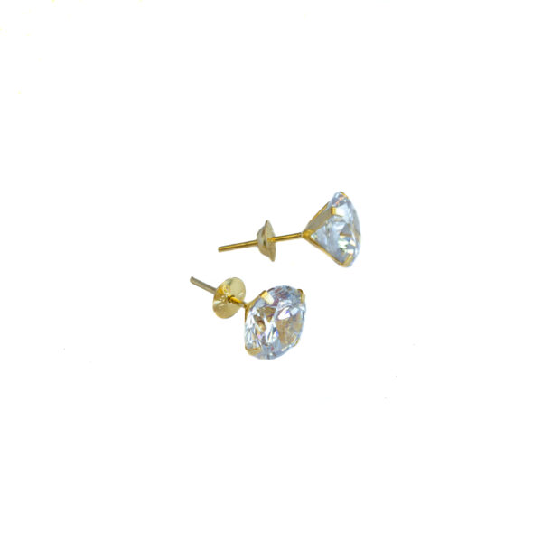 Brinco Ouro 18K Ponto Luz/Solitário 8mm Zircônia - Imagem 4